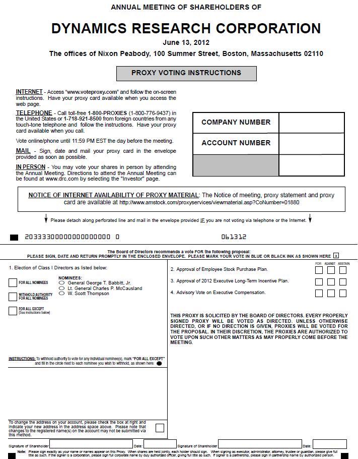 PROXY VOTING INSTRUCTIONS